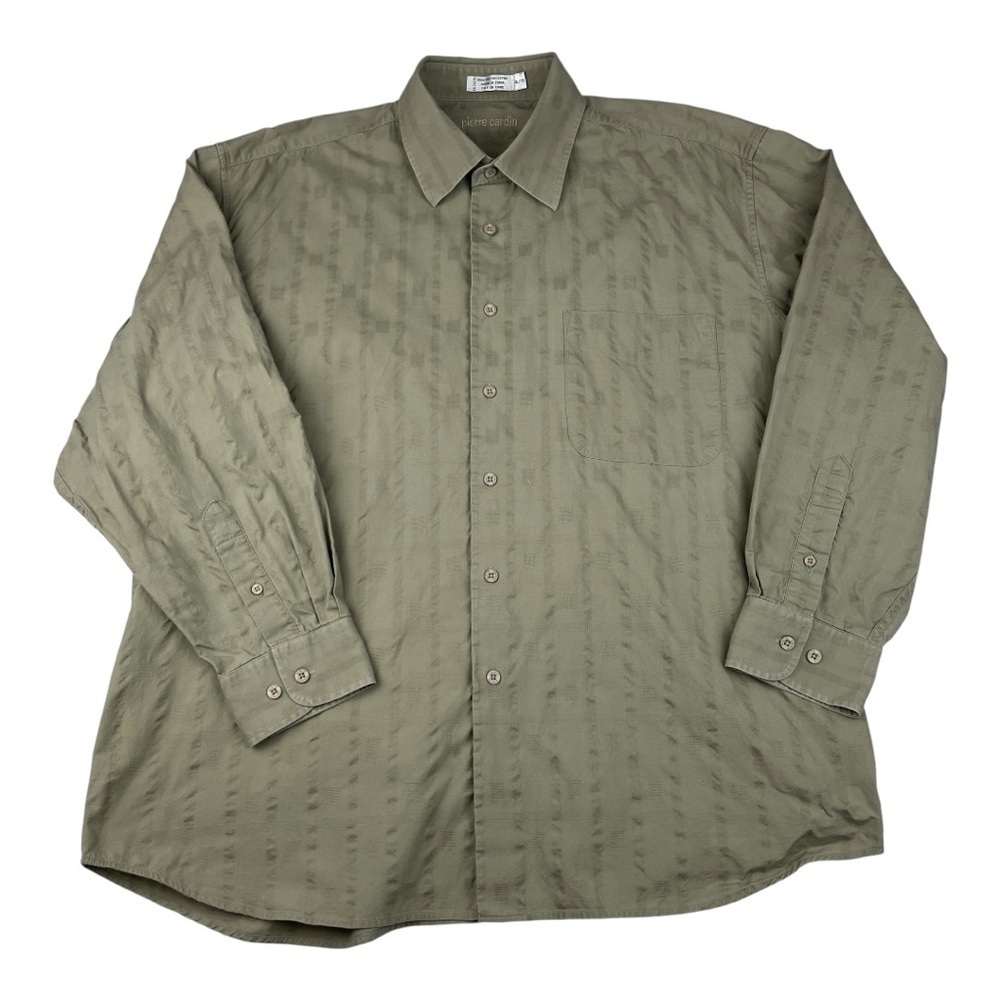 Pierre Cardin Button Down Shirt Olive Green Size XL